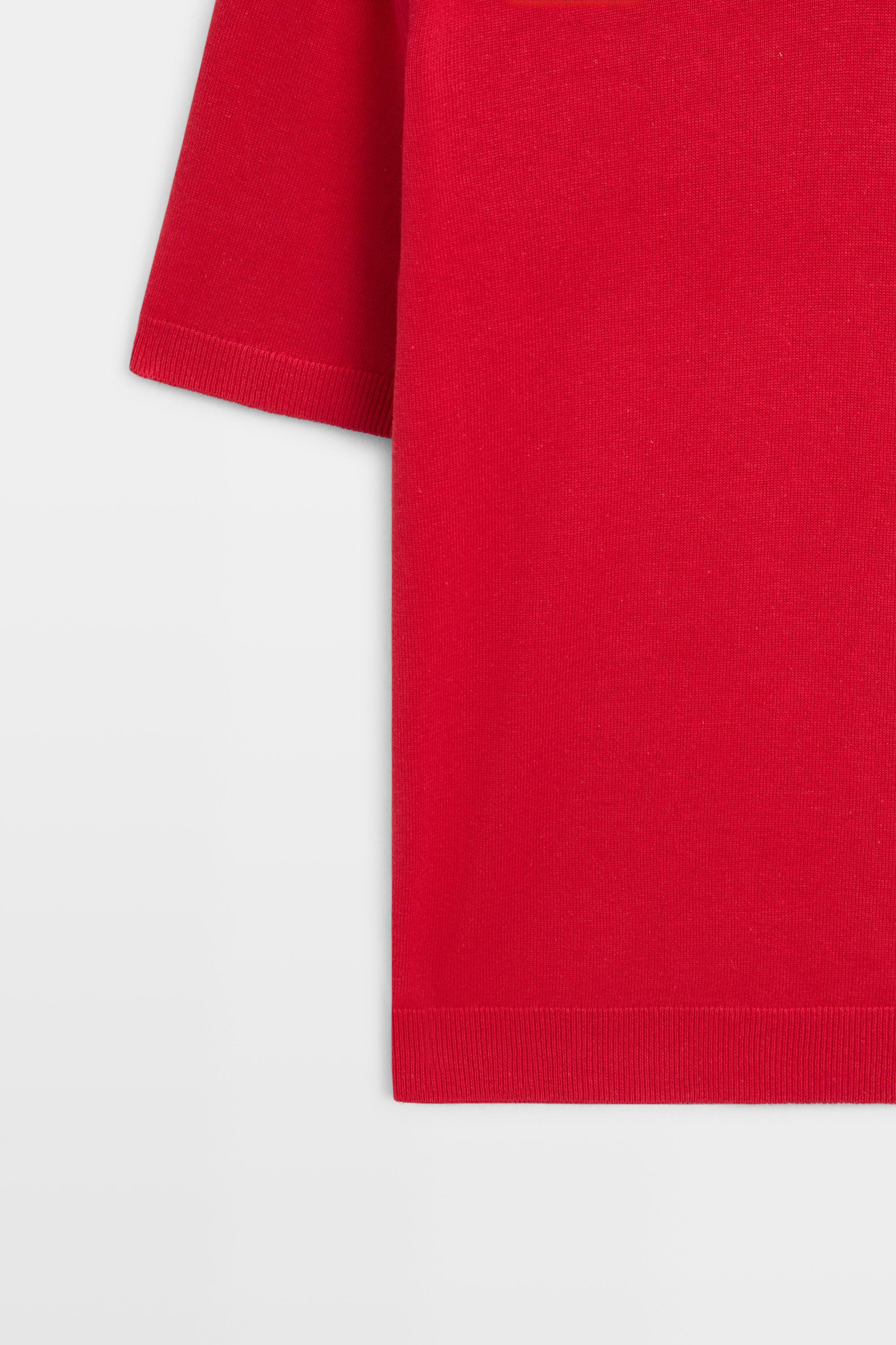 Cotton blend V-neck polo shirt